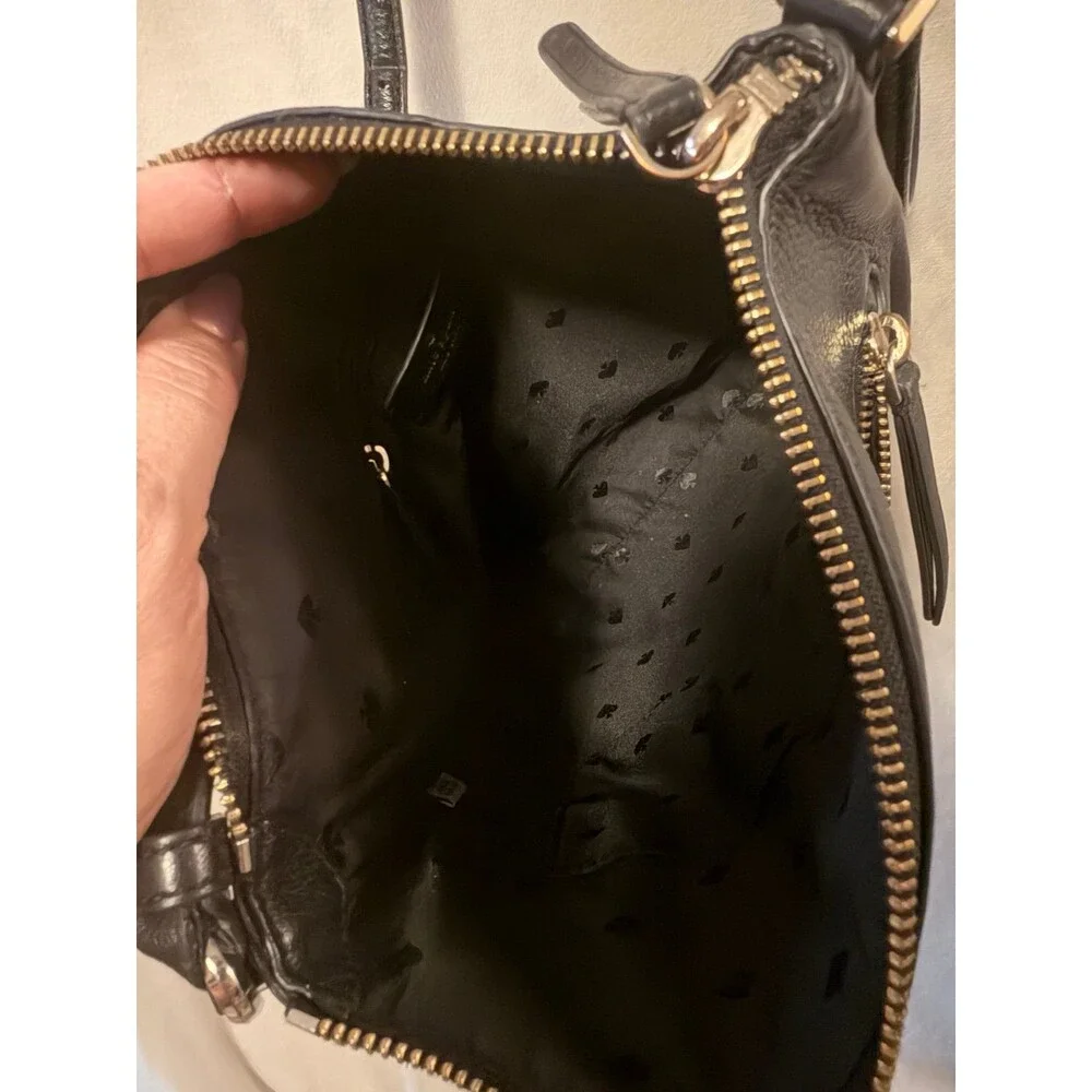 Kate Spade New York Black Pebbled Leather Crossbody Bag Zip Purse